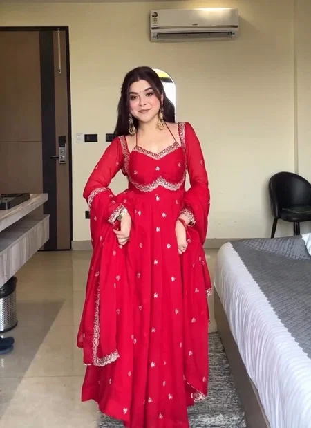 Nsr 874 Heavy Faux Georgette With Embroidery Work Readymade Suits